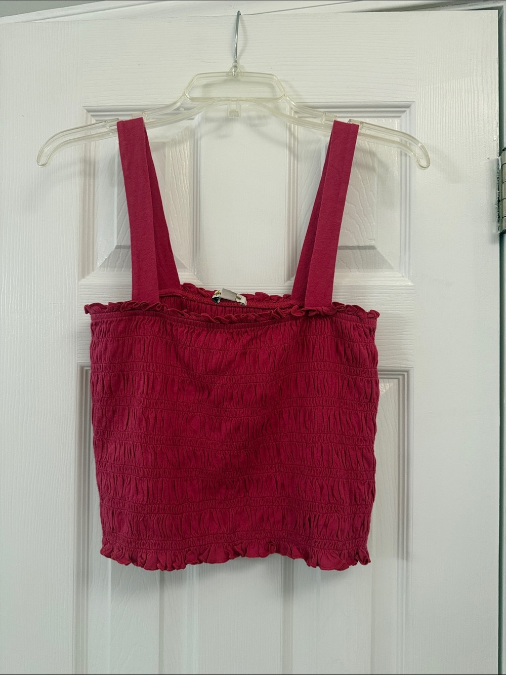 American Eagle Outfitters Deep Raspberry Smocked Crop Tank